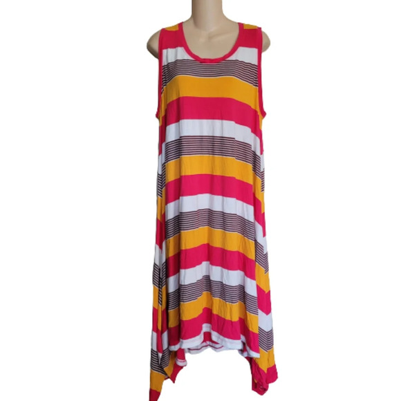 Lane Bryant Sharkbite Hem Striped Casual Dress Size Women's Plus Size 18/20 - Picture 5 of 13